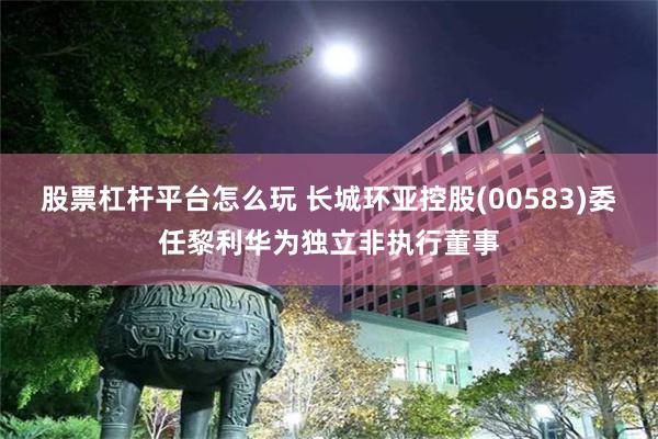 股票杠杆平台怎么玩 长城环亚控股(00583)委任黎利华为独立非执行董事
