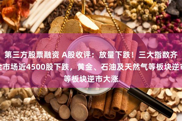 第三方股票融资 A股收评：放量下跌！三大指数齐挫，全市场近4500股下跌，黄金、石油及天然气等板块逆市大涨