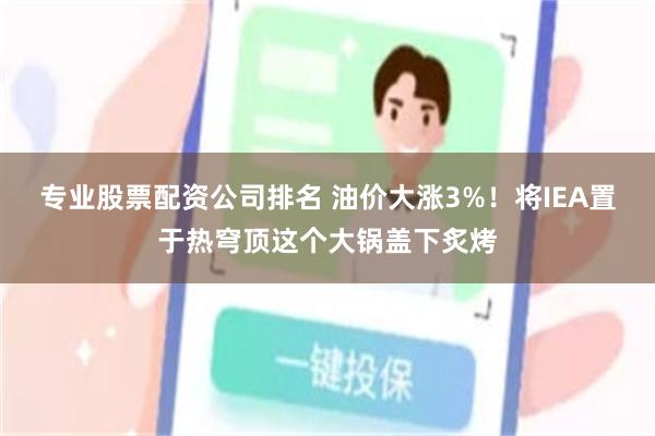 专业股票配资公司排名 油价大涨3%！将IEA置于热穹顶这个大锅盖下炙烤