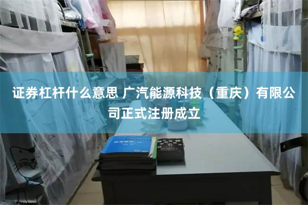 证券杠杆什么意思 广汽能源科技（重庆）有限公司正式注册成立